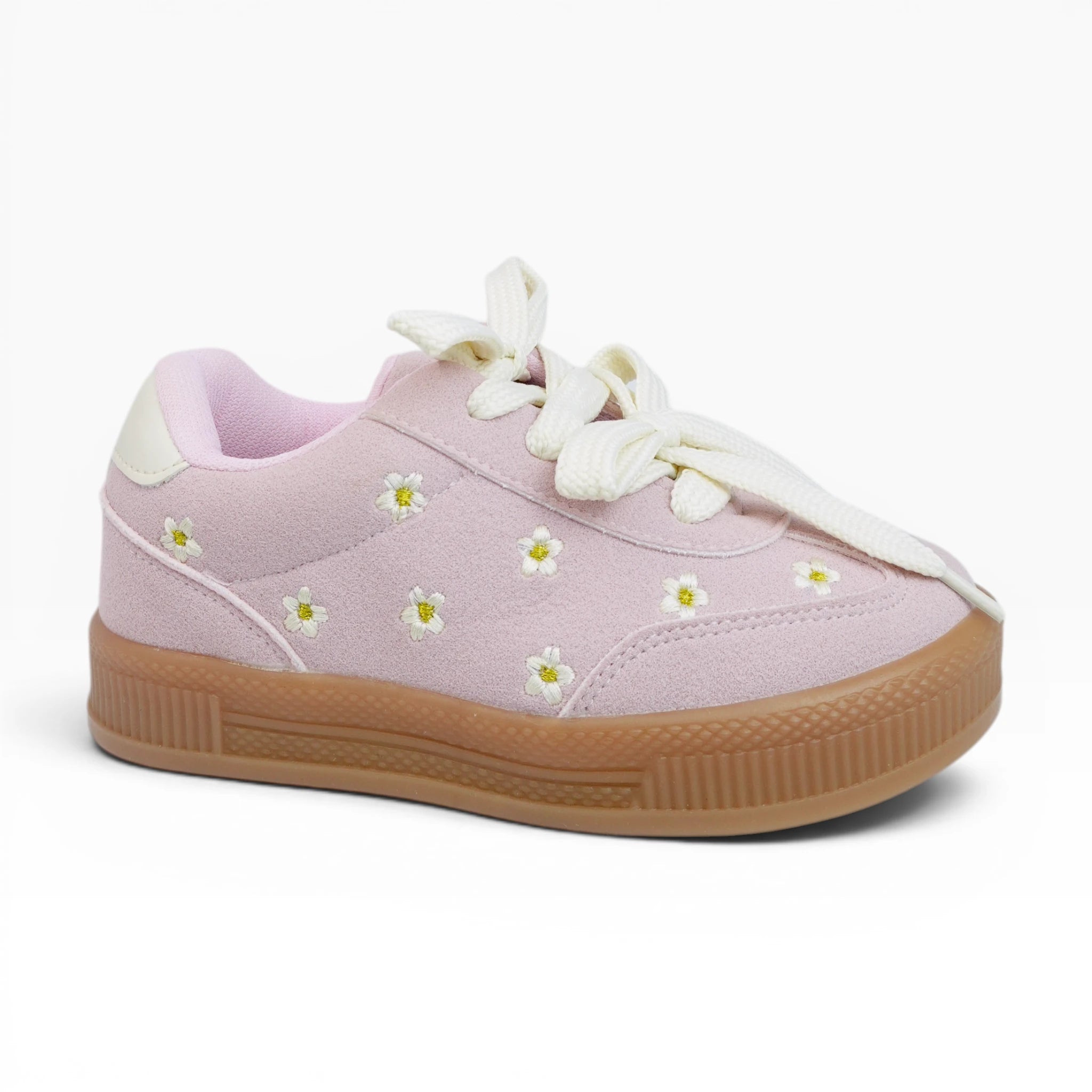 Tenis Casuales Bajas con Bordado de Flores en Color Rosa