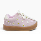 Tenis Casuales Bajas con Bordado de Flores en Color Rosa