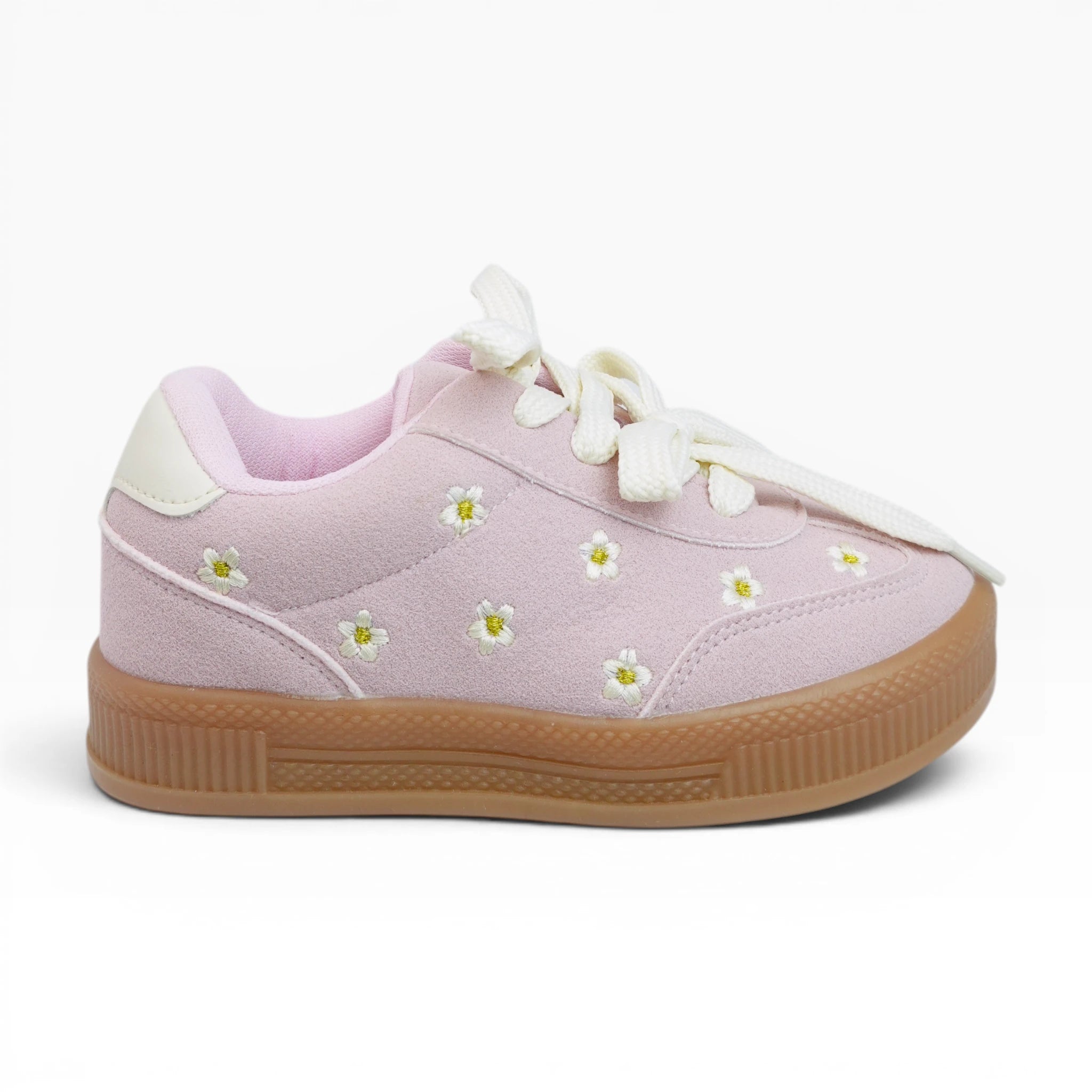 Tenis Casuales Bajas con Bordado de Flores en Color Rosa