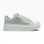 Tenis con Plataforma Blancos con Pedrería Spimfer