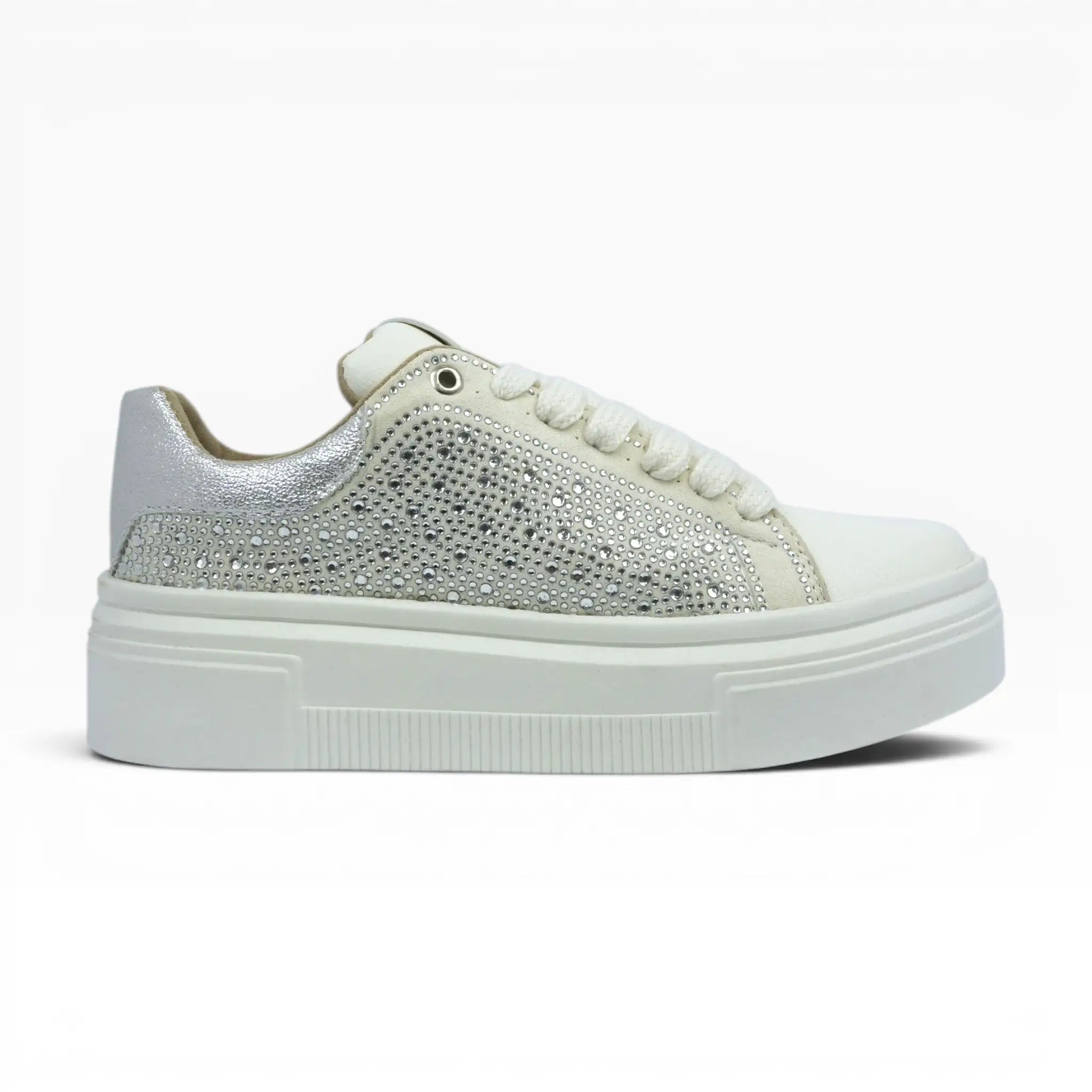 Tenis Blancos con Pedrería para Mujer – Plataforma Urban Spimfer