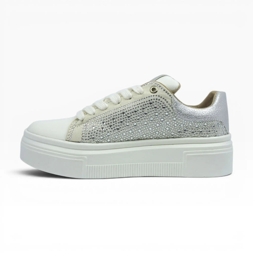Tenis Blancos con Pedrería para Mujer – Plataforma Urban Spimfer
