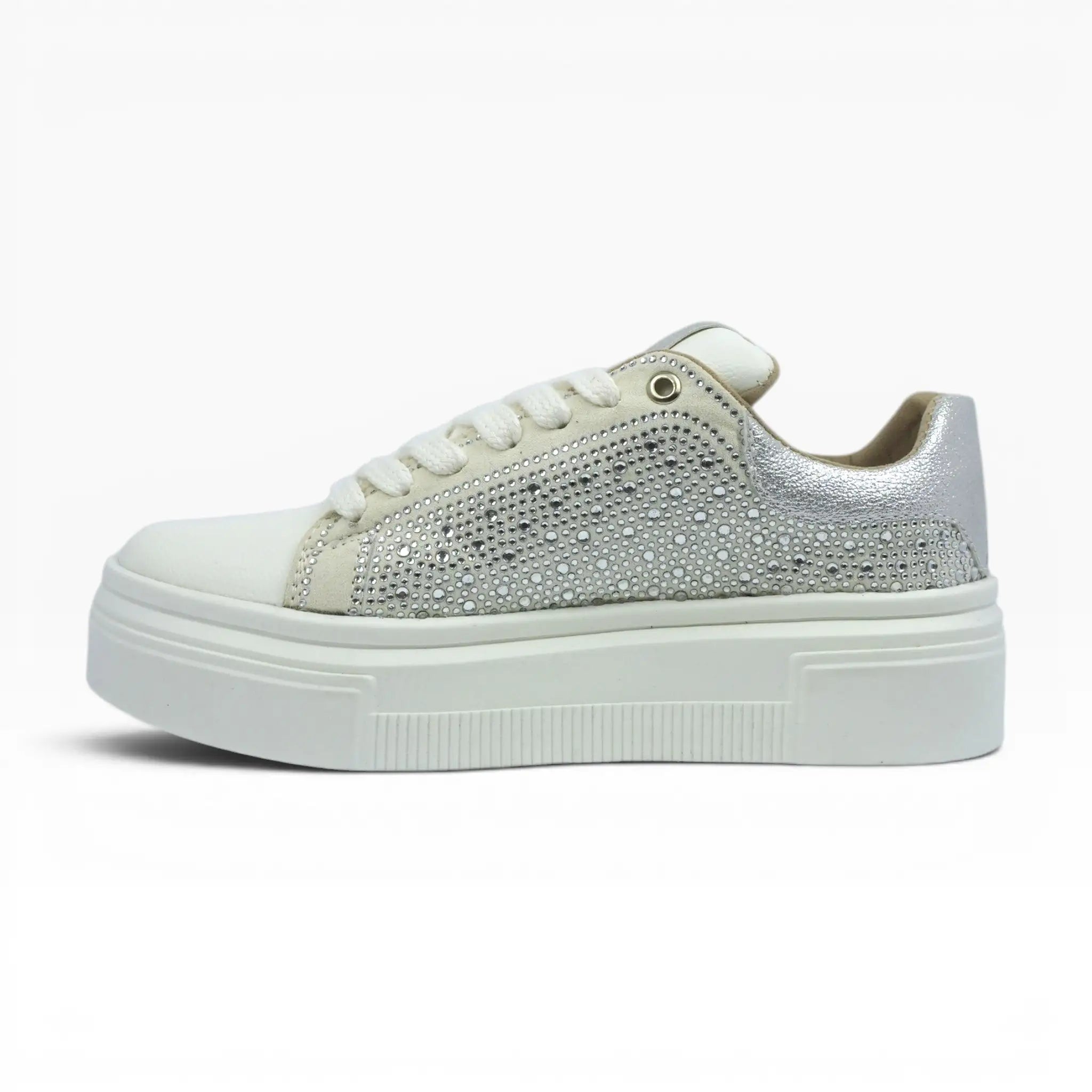 Tenis Blancos con Pedrería para Mujer – Plataforma Urban Spimfer