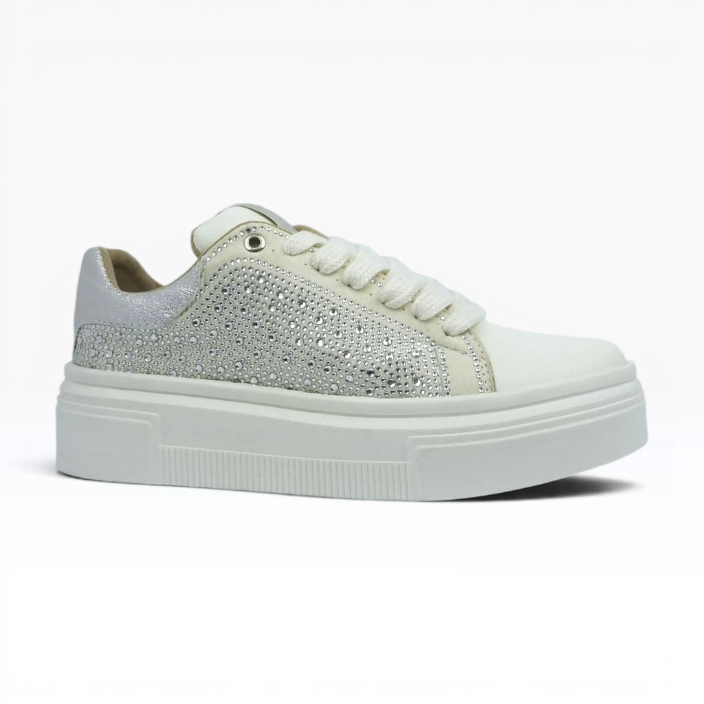 Tenis Blancos con Pedrería para Mujer – Plataforma Urban Spimfer