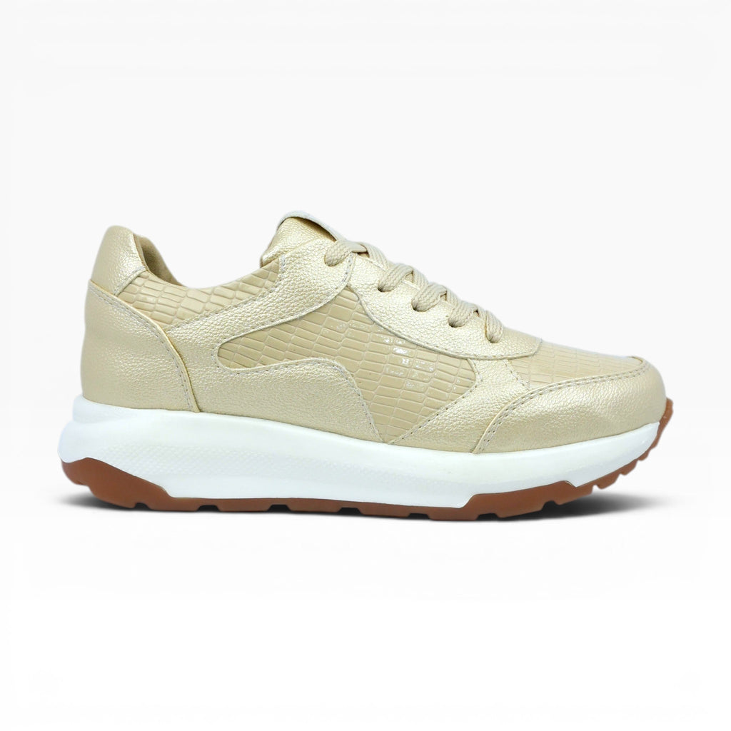 Tenis Spimfer Dorados Texturizados para Mujer: Elegancia y Confort Urbano