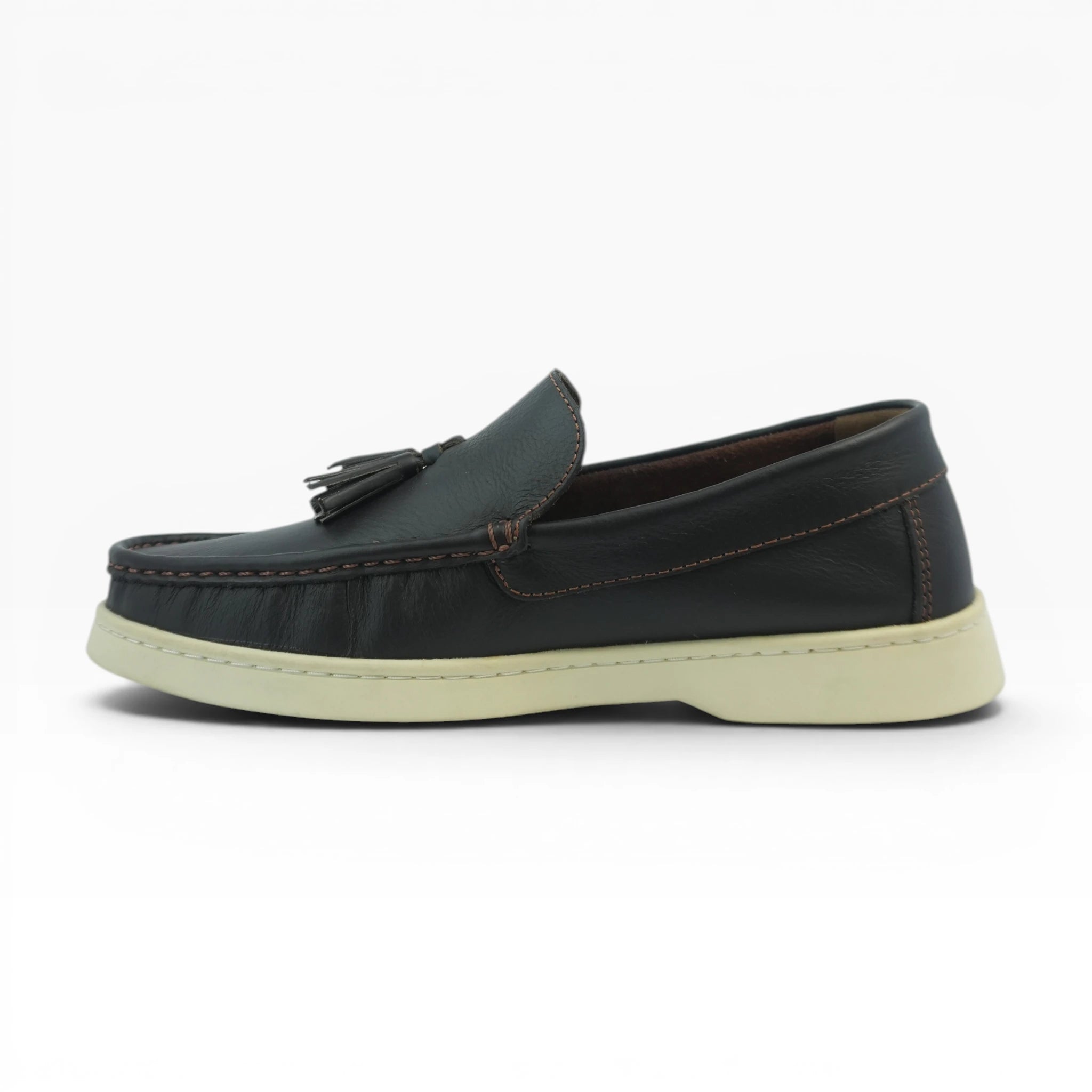 Mocasines de Cuero Spimfer con Borlas Negro