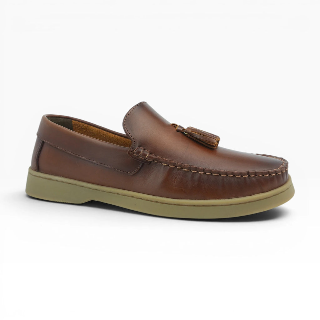 Mocasines Para Hombre En Cuero Miel Spimfer