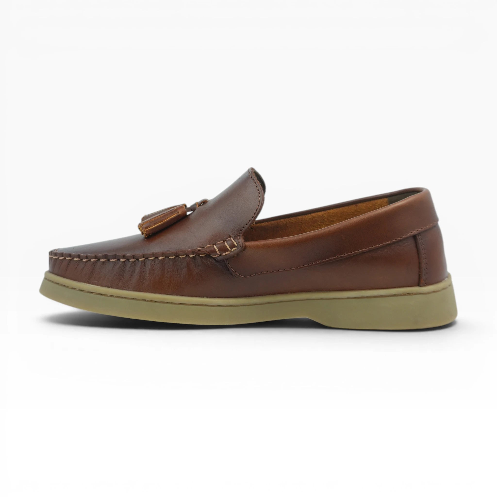 Mocasines Para Hombre En Cuero Miel Spimfer