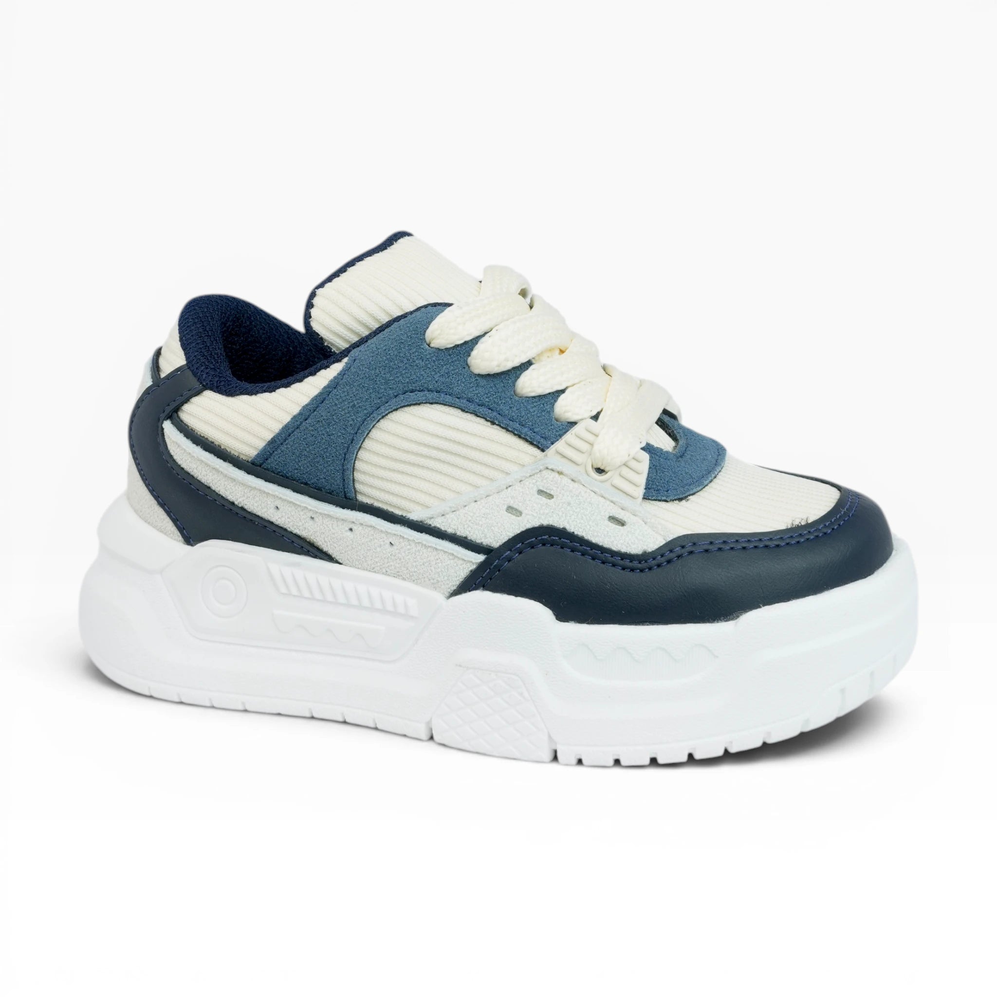 Tenis Casuales Urbanos Spimfer Beige Azul para Niños
