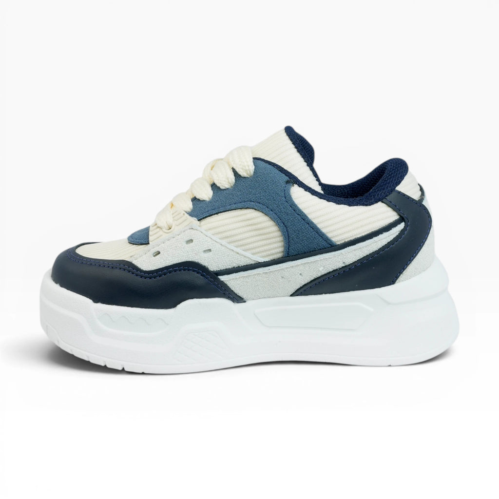 Tenis Casuales Urbanos Spimfer Beige Azul para Niños