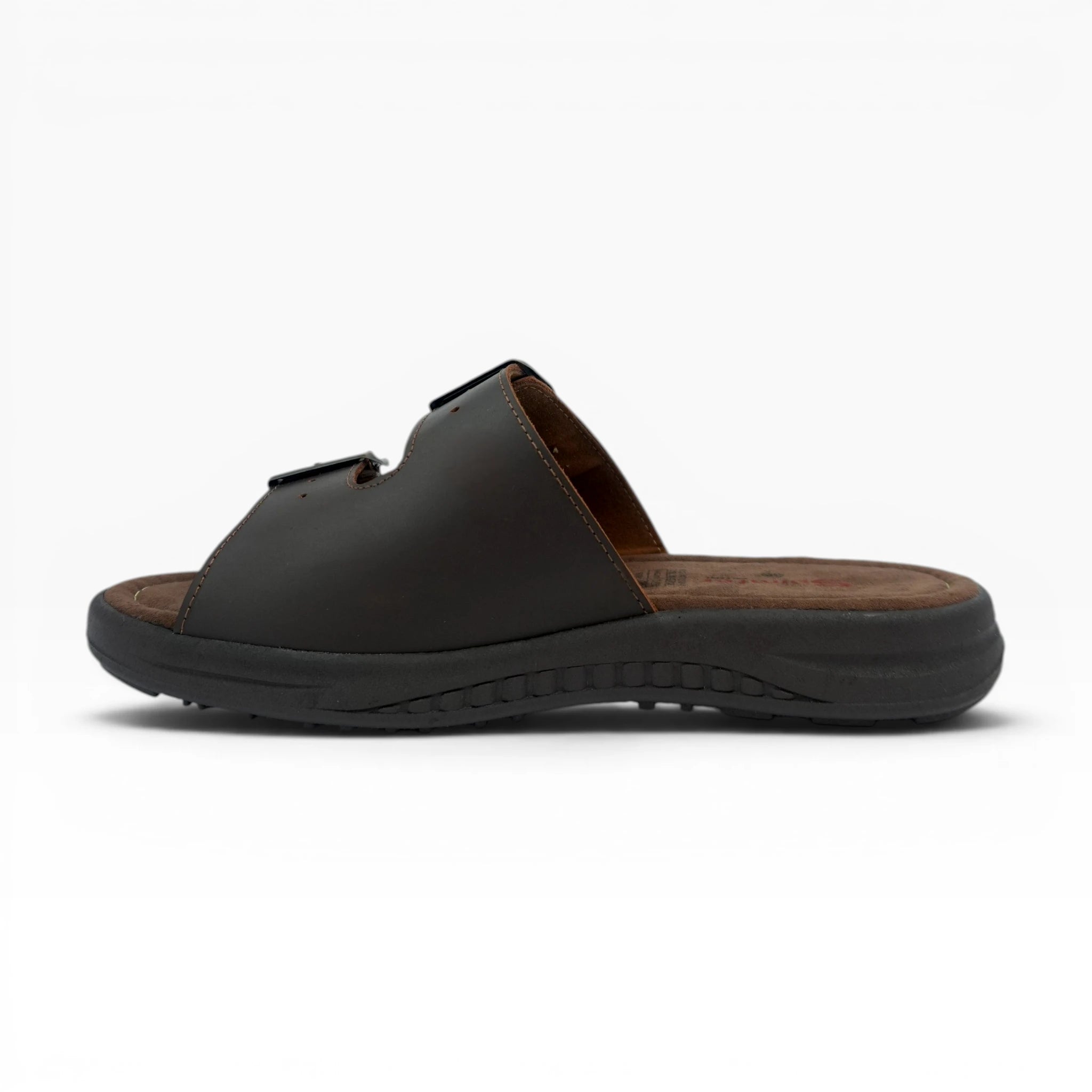 Sandalias de Cuero con Doble Hebilla Café Oscuro para Hombre