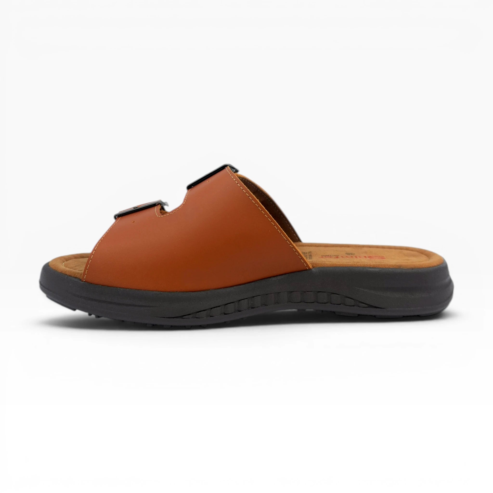 Sandalias de Cuero con Doble Hebilla Miel para Hombre Spimfer