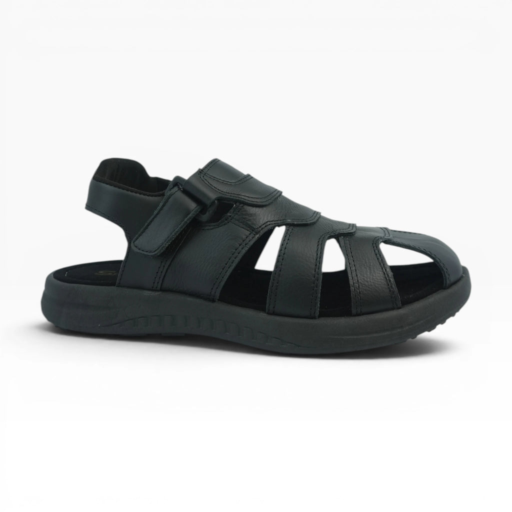 Sandalias Tipo Pescador de Cuero Negro para Hombre Spimfer