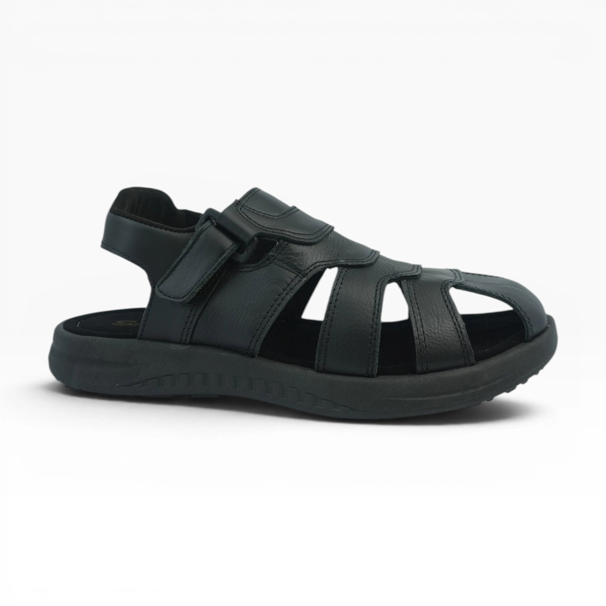 Sandalias Tipo Pescador de Cuero Negro para Hombre Spimfer