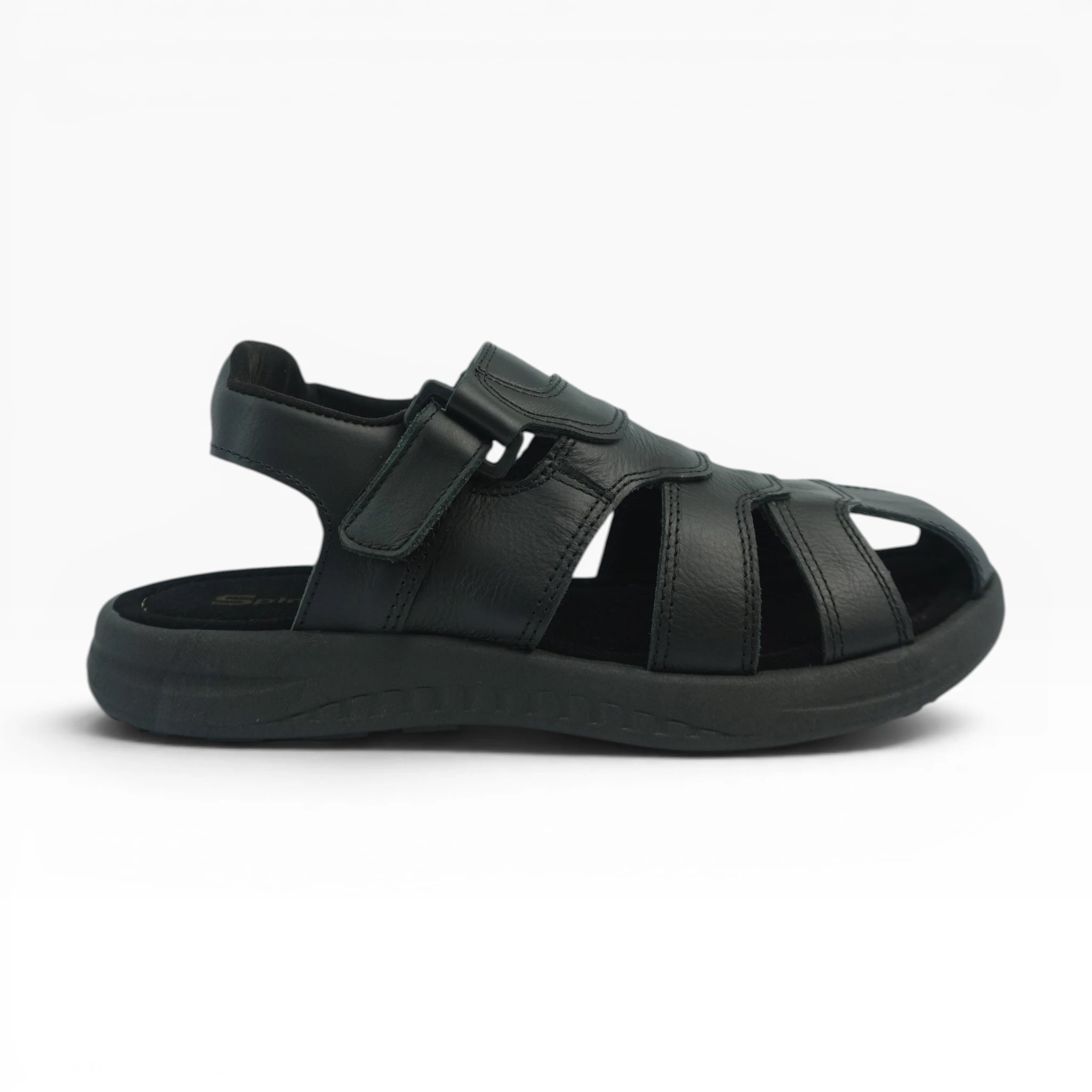 Sandalias Tipo Pescador de Cuero Negro para Hombre Spimfer