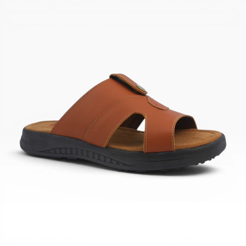 Sandalias Tipo Sueco de Cuero Miel para Hombre Spimfer