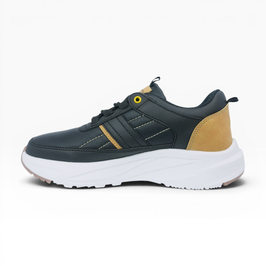 Tenis Casuales Spimfer Negros con Detalles Miel para Hombre: Estilo y Confort Superior
