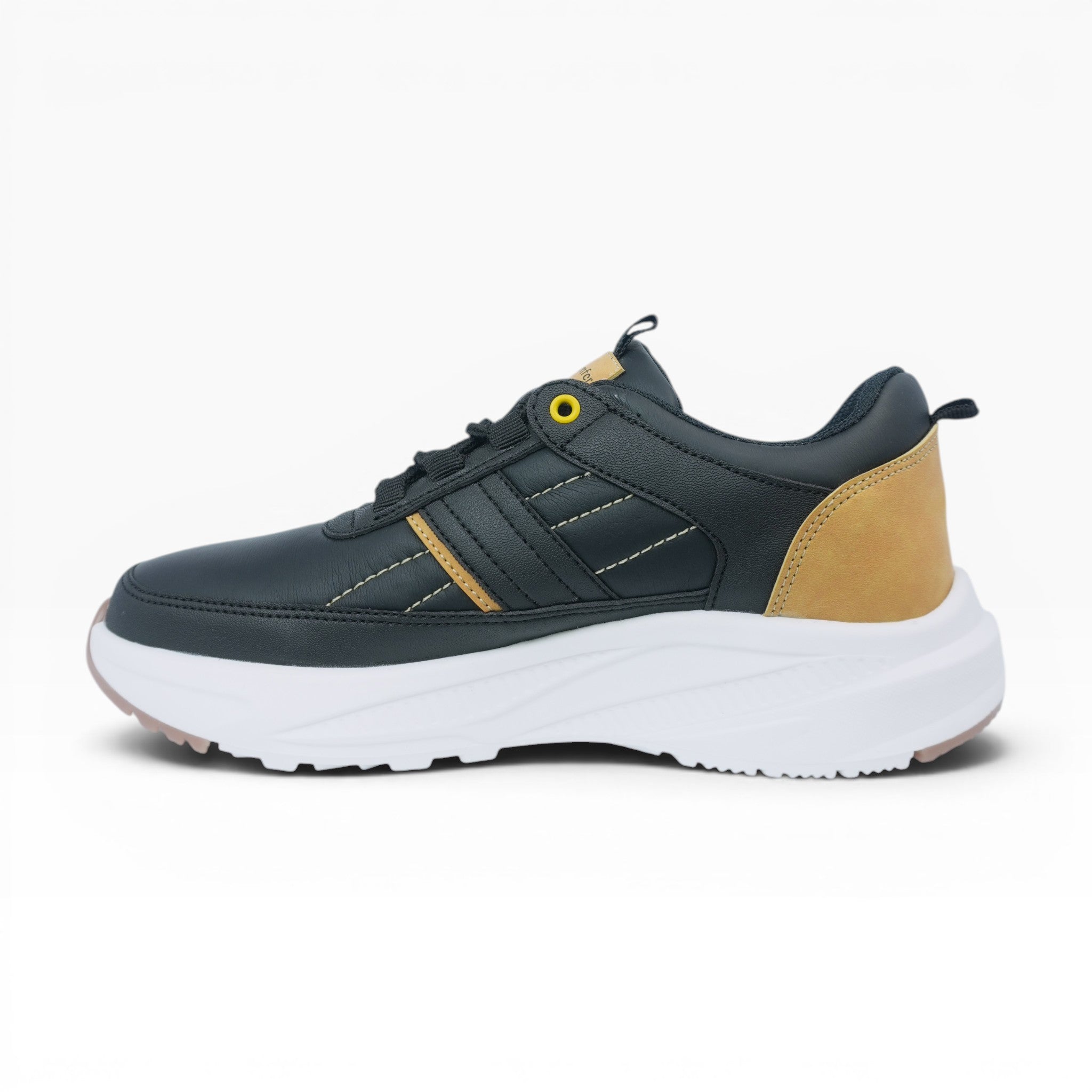 Tenis Casuales Spimfer Negros con Detalles Miel para Hombre: Estilo y Confort Superior