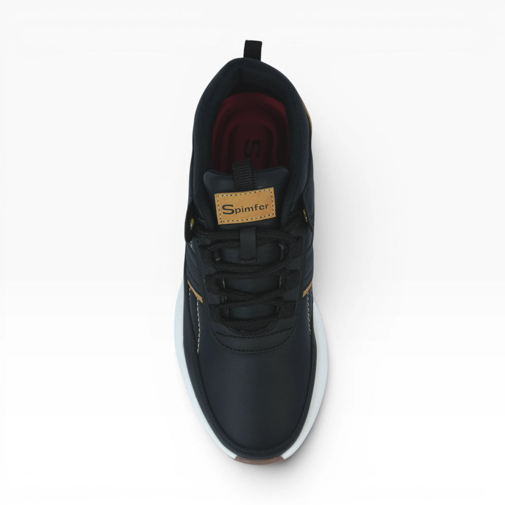 Tenis Casuales Spimfer Negros con Detalles Miel para Hombre