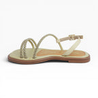 Sandalias Planas Color Beige con Tiras de Pedrería Spimfer