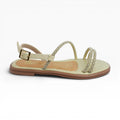 Sandalias Planas Color Beige con Tiras de Pedrería Spimfer
