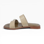 Sandalias Planas Color Nucita con Dos Correas y Herrajes Spimfer