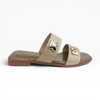 Sandalias Planas Color Nucita con Dos Correas y Herrajes Spimfer