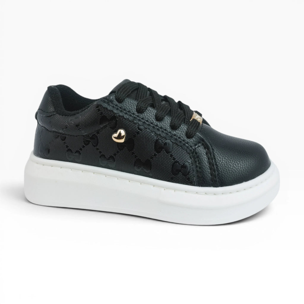 Tenis Niña Spimfer Negros con Detalle de Corazón