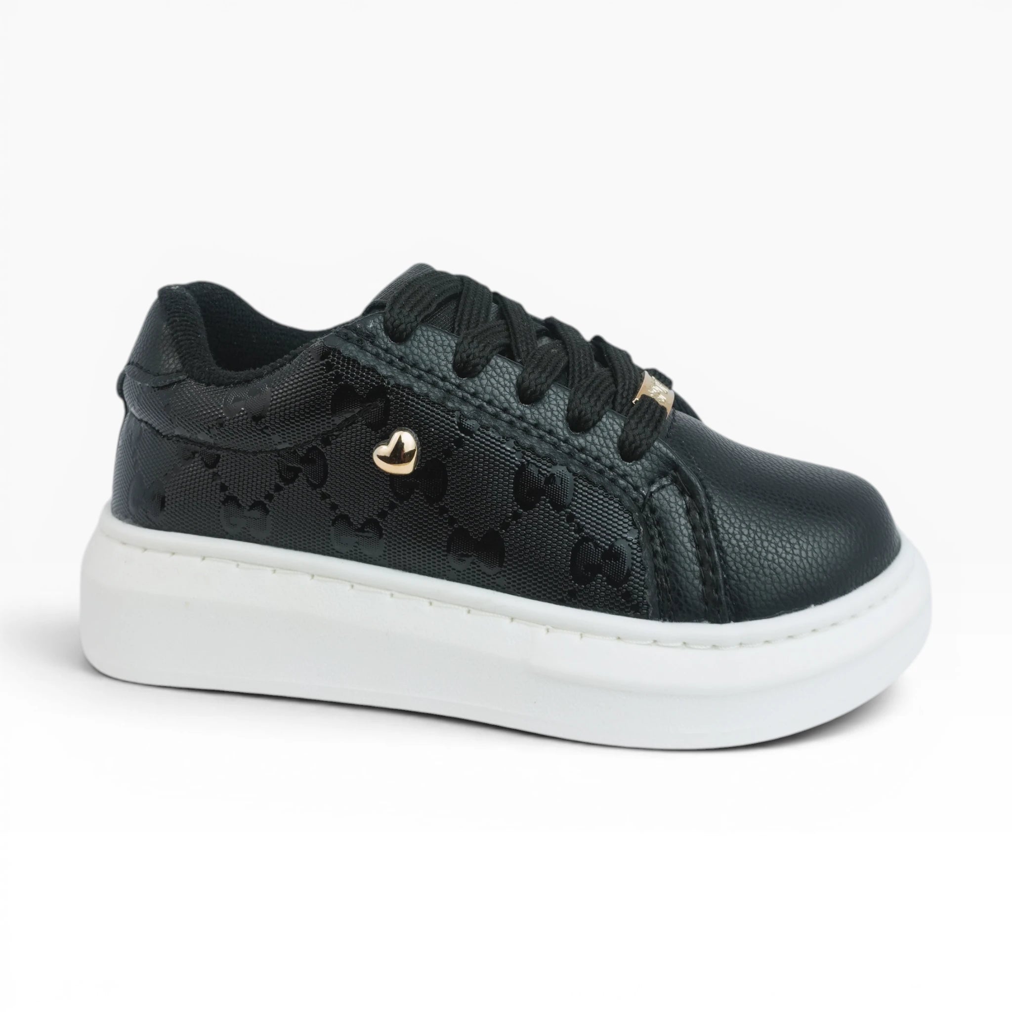 Tenis Niña Spimfer Negros con Detalle de Corazón