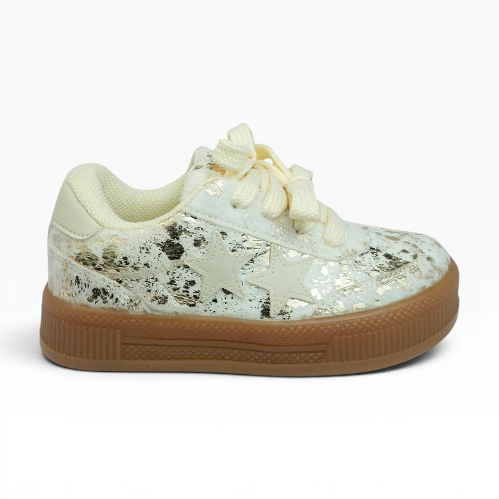 Tenis para Niña Beige Vainilla con Estrellas Doradas