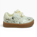 Tenis para Niña Beige Vainilla con Estrellas Doradas
