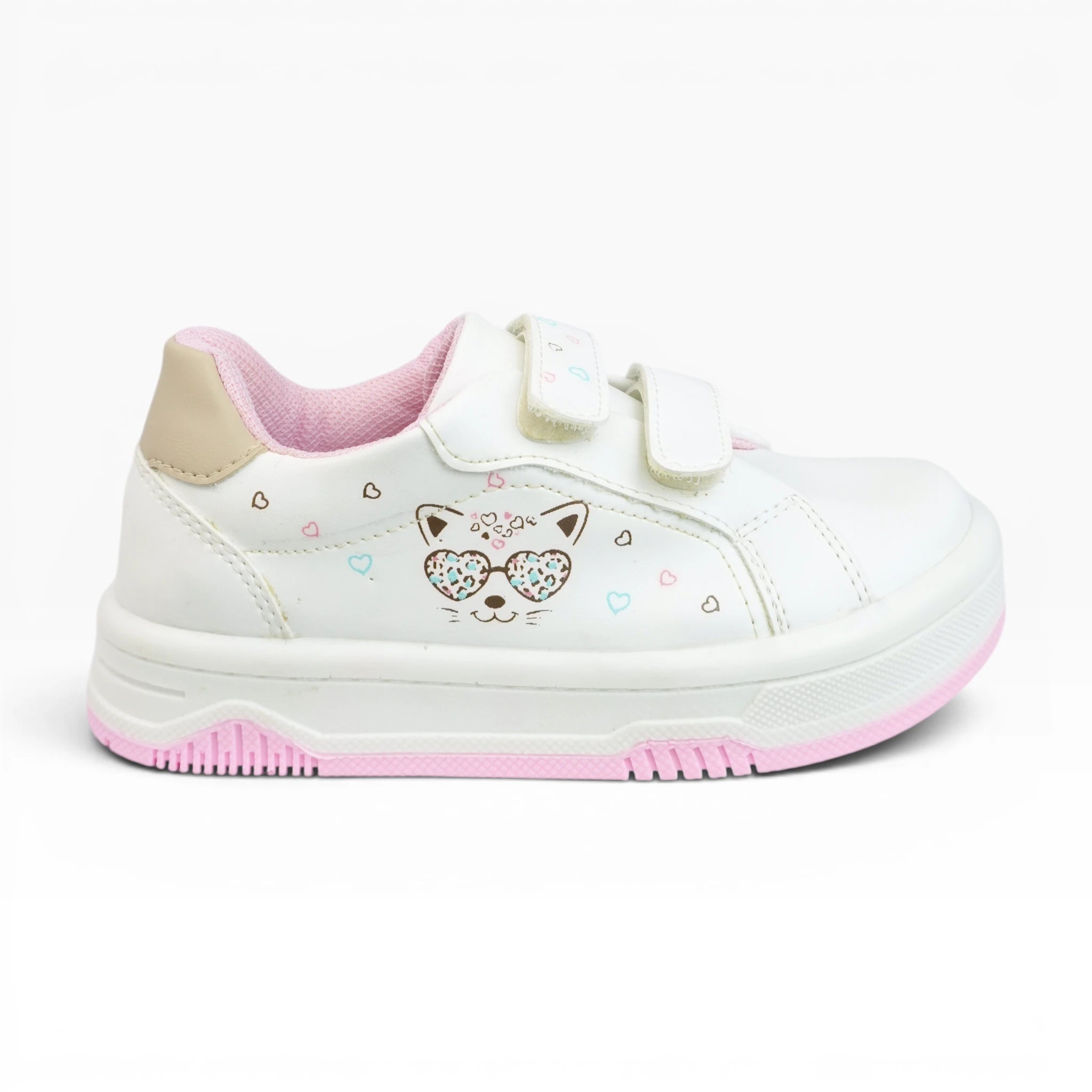 Tenis para Niña Blancos con Gatito Y Velcro