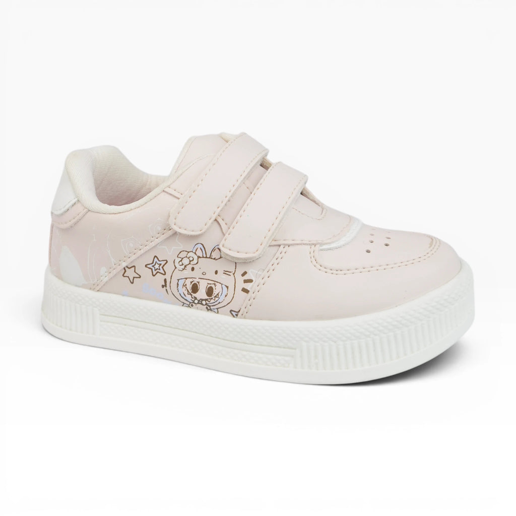 Tenis Deportivos de Velcro Nude Marfil para Niña