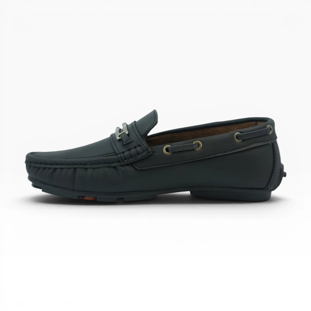 Mocasines de Cuero Negro con Herraje Spimfer