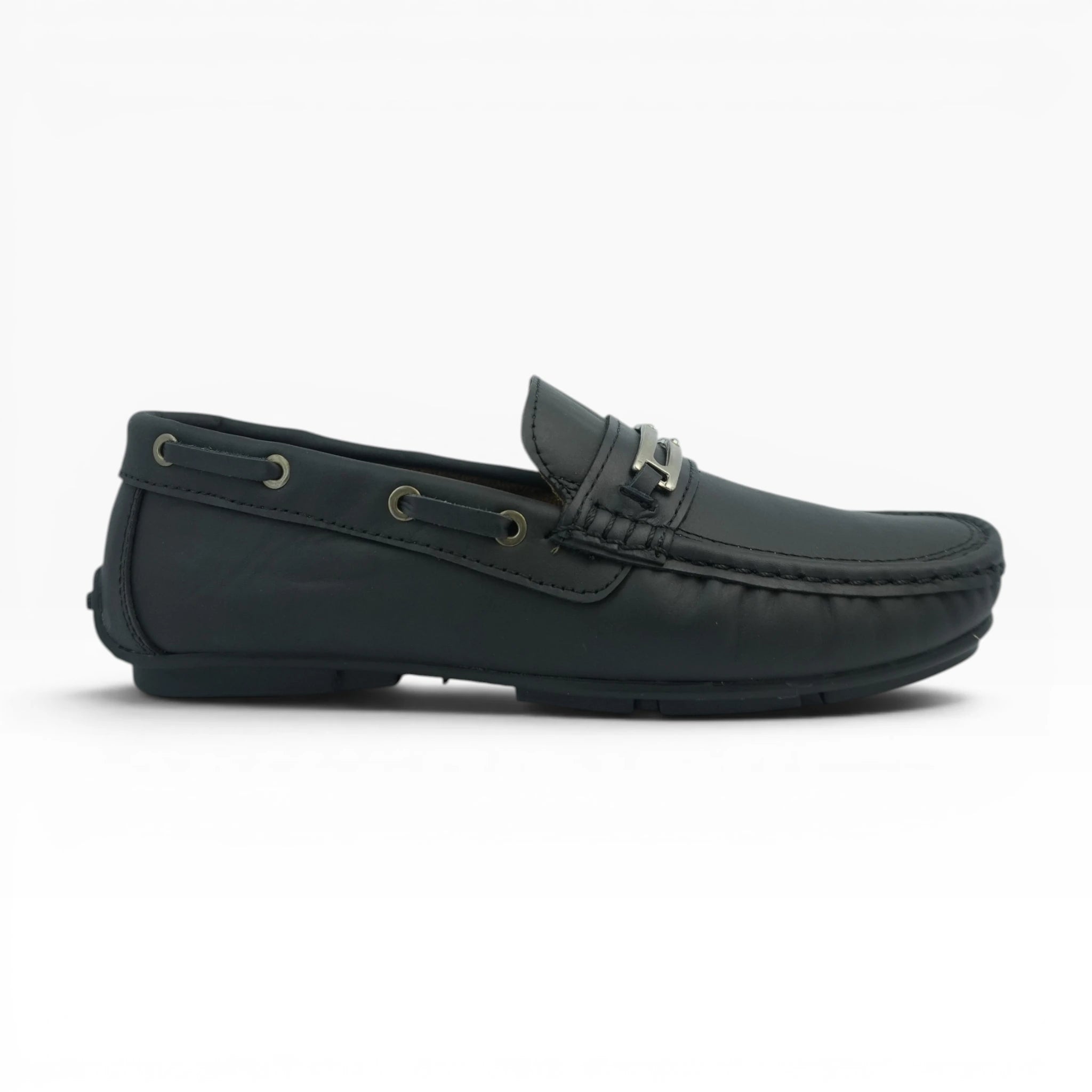 Mocasines de Cuero Negro con Herraje Spimfer