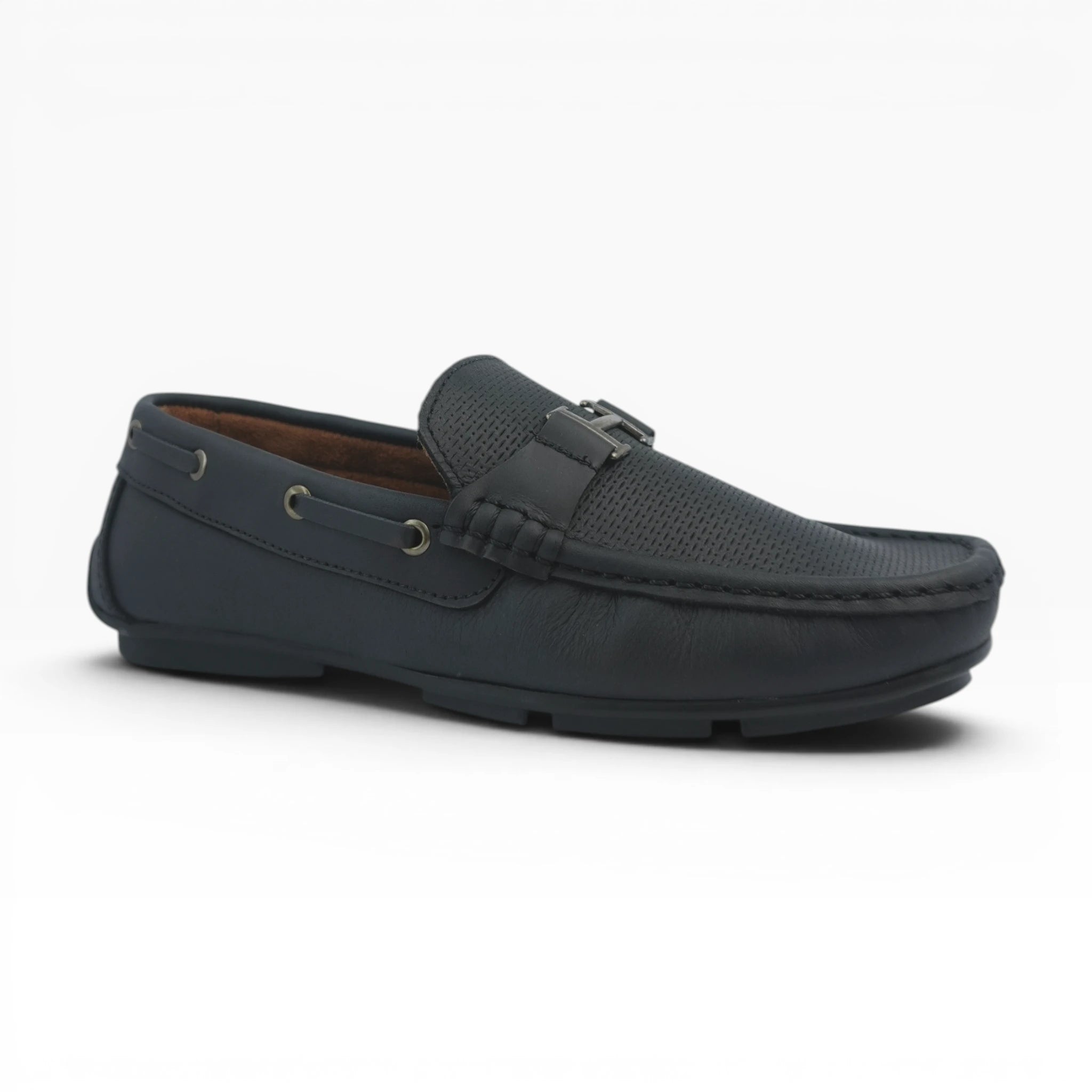 Mocasines de Cuero Negro Microperforado Spimfer