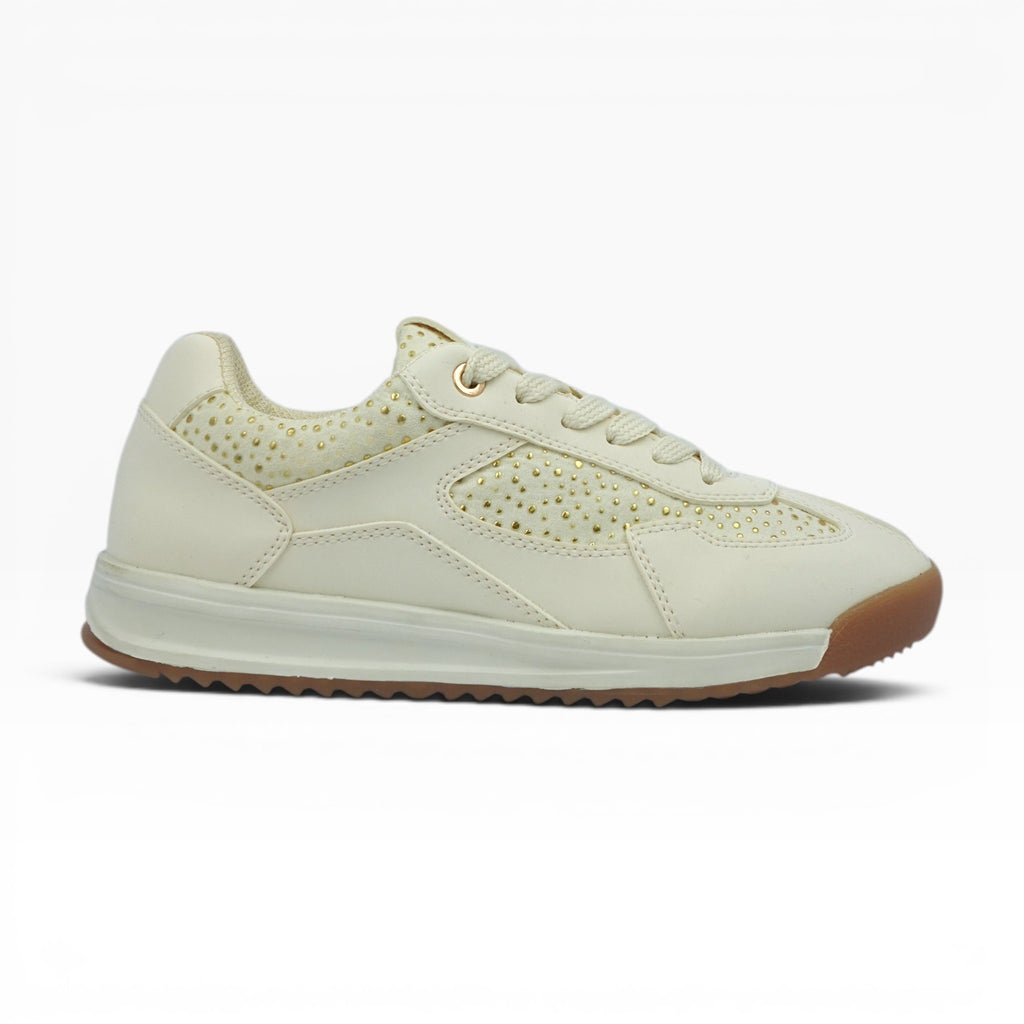 Tenis Crema Spimfer para Mujer con Brillos | Plantilla Confort