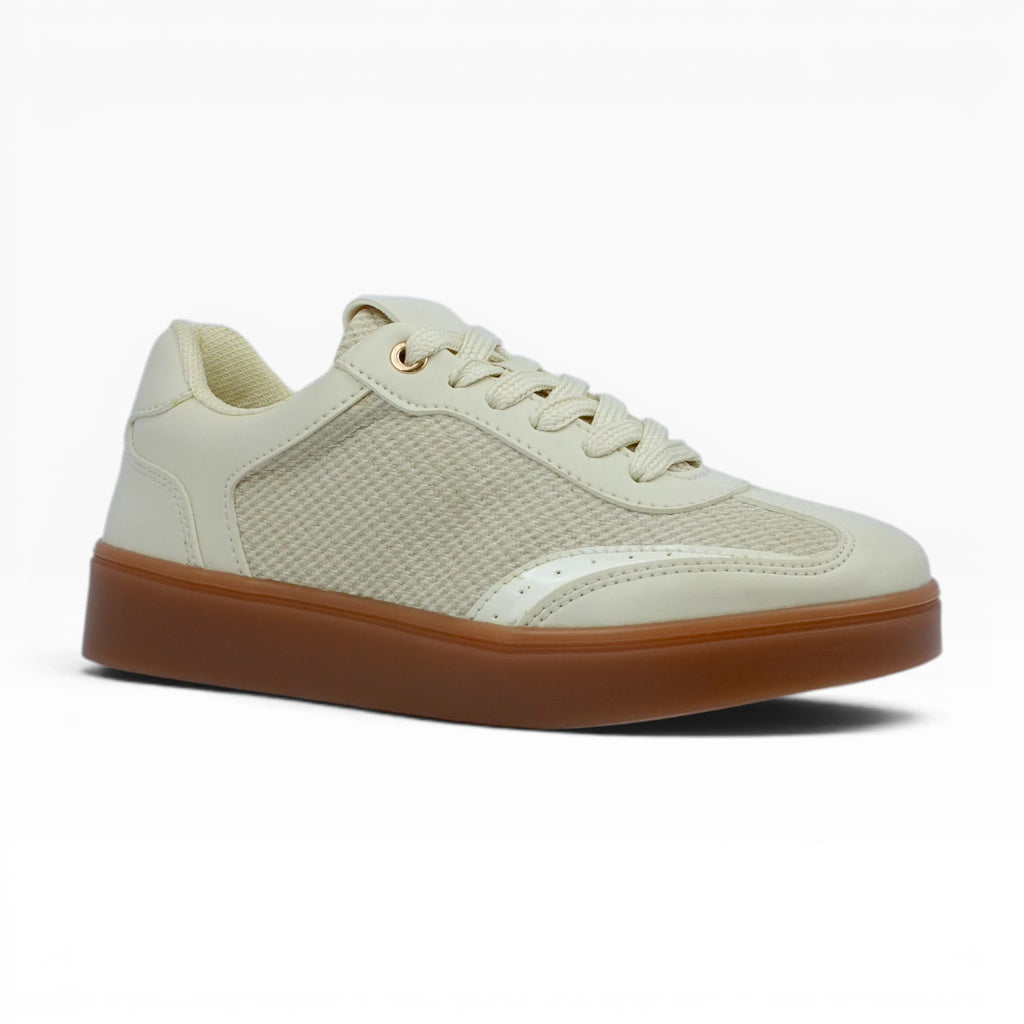 Tenis Casuales Beige Spimfer para Mujer con Suela Caramelo