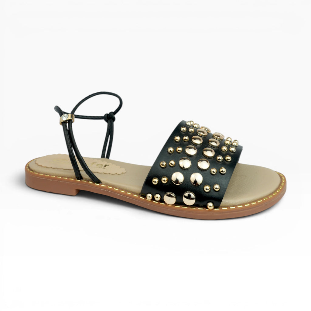 Sandalias Planas Spimfer para Mujer Color Negro