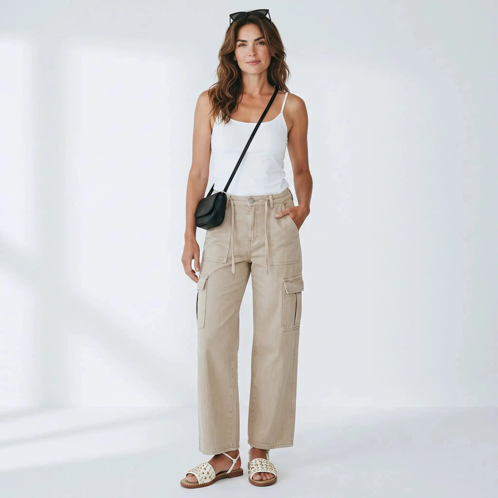 Sandalias Planas Spimfer para Mujer Color Talco – Correa al Tobillo