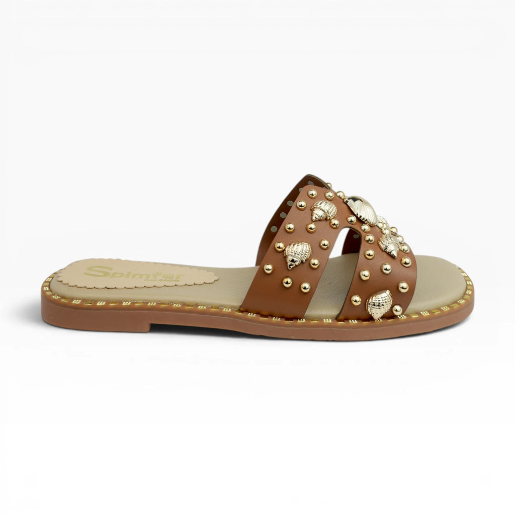 Sandalias Planas Spimfer para Mujer Color Miel – Elegancia Casual
