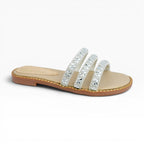 Sandalias Planas para Mujer Spimfer Plata con Tiras Brillantes