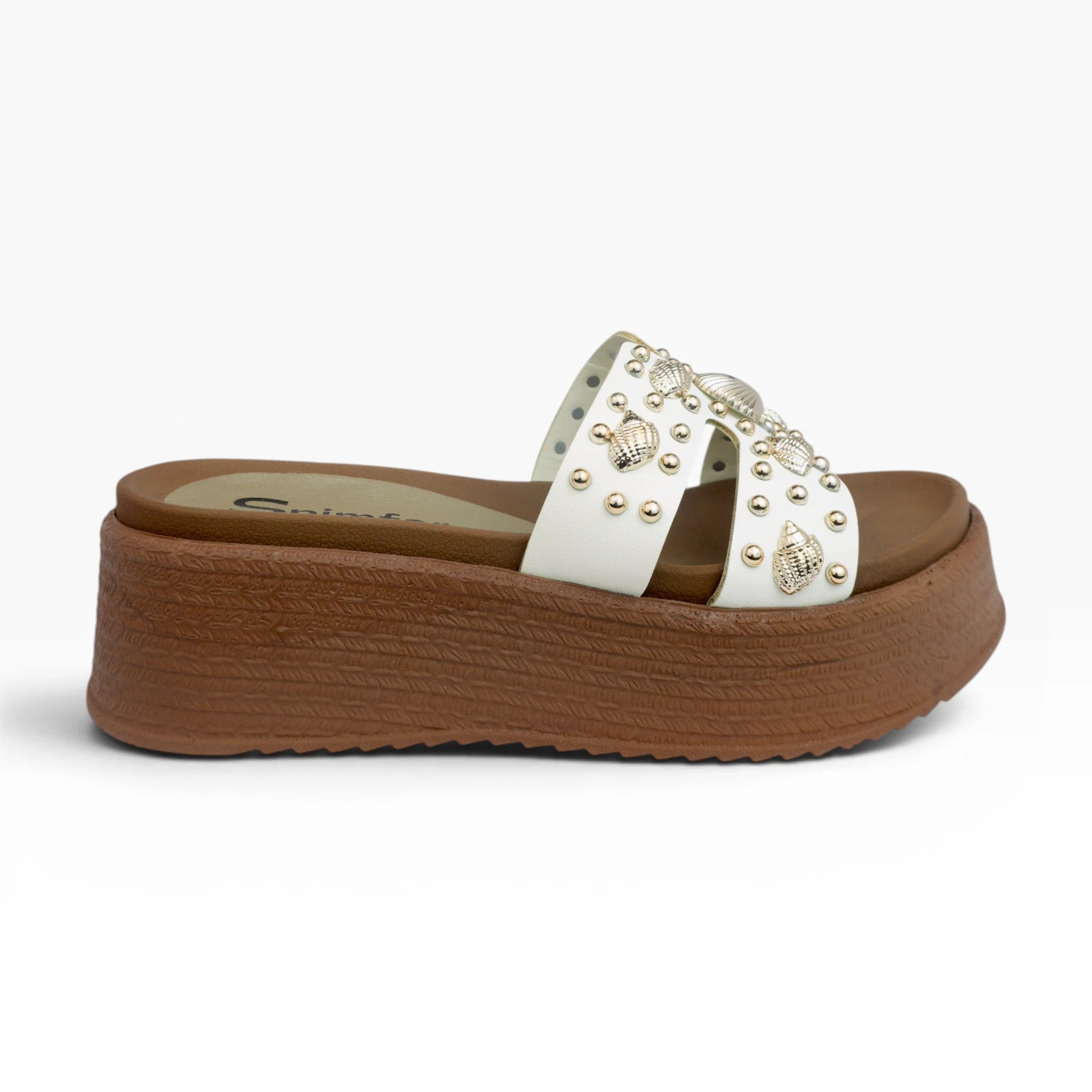 Sandalias Beige con Apliques de Conchas para Mujer Spimfer