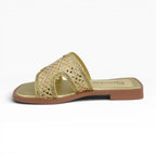 Sandalias Planas Doradas con Pedrería Spimfer