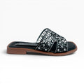 Sandalias Planas para Mujer Color Negro Calado con Brillos y Pedrería