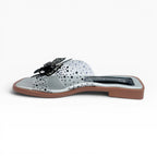Sandalias Planas Color Plata con Correa Transparente y Mariposa Spimfer