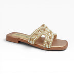 Sandalias Planas Oro Rosa con Perlas Spimfer