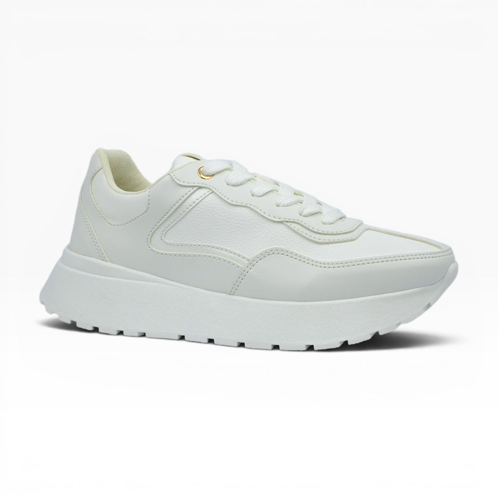 Tenis Total White Spimfer con Plataforma para Mujer: Estilo Minimalista y Confort