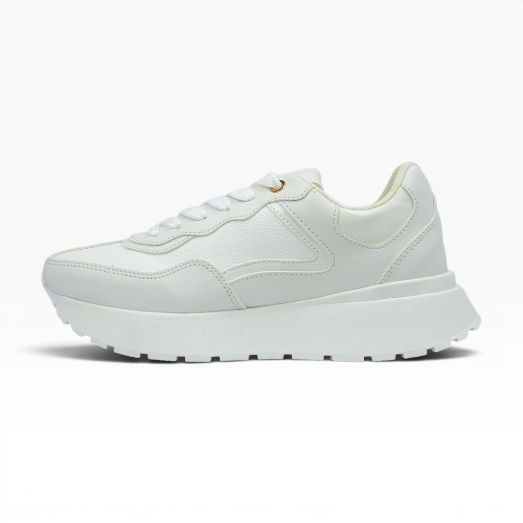 Tenis Total White Spimfer con Plataforma para Mujer: Estilo Minimalista y Confort
