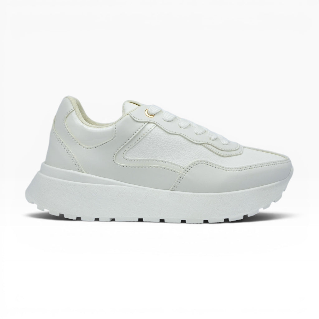 Tenis Total White Spimfer con Plataforma para Mujer: Estilo Minimalista y Confort